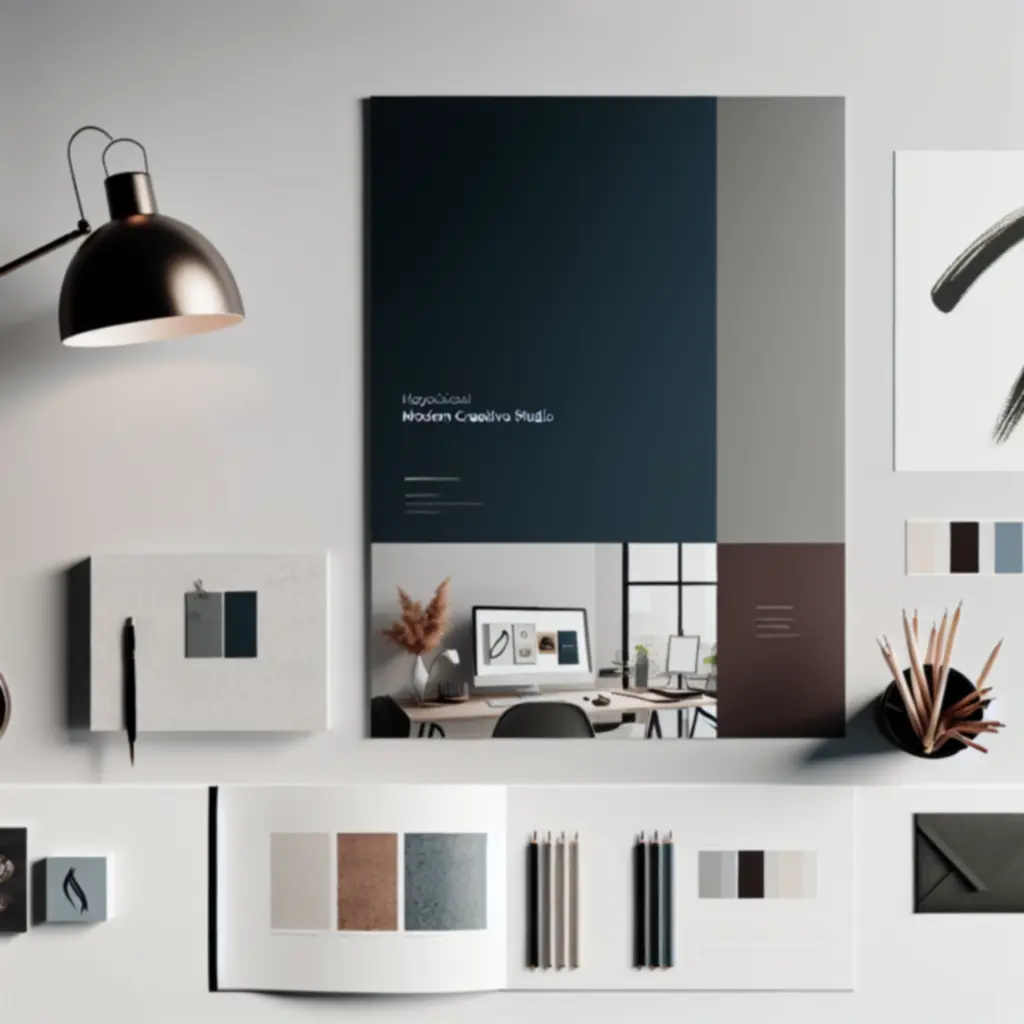 Minimalistische portfolio lay-out van Ontwerp Brand met sterke typografie en ruime witruimte.