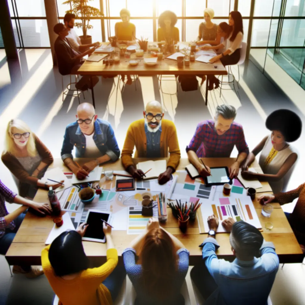 Creatief team van Ontwerp Brand dat samenwerkt aan een brandingproject