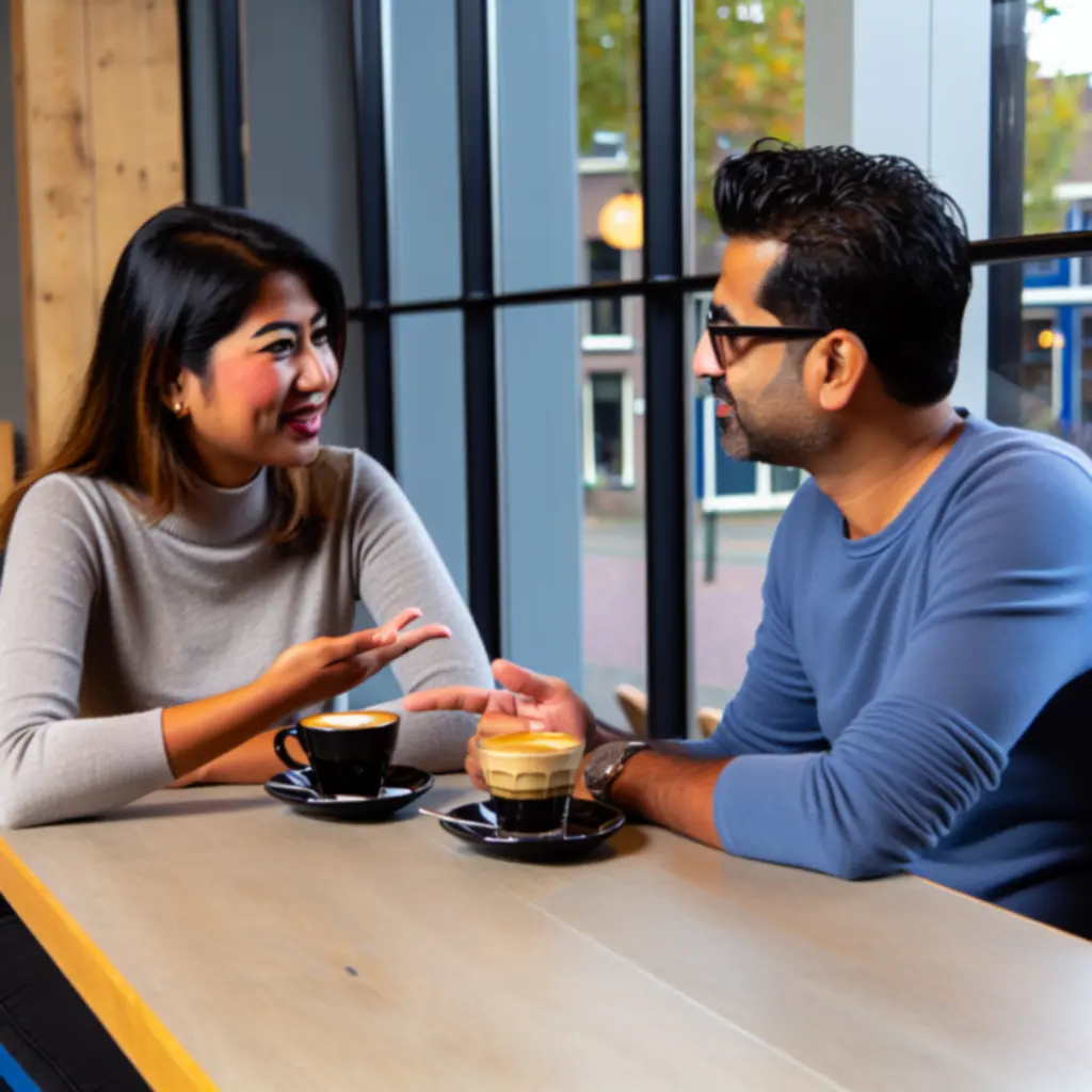 Klanten en designers in gesprek over een brandingproject.